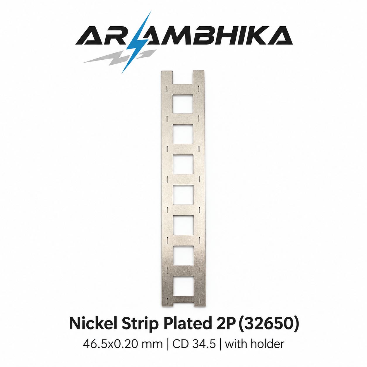 Nickel Strip Plated 2P(32650) 46.5x0.20 mm CD 34.5 with holder with slit