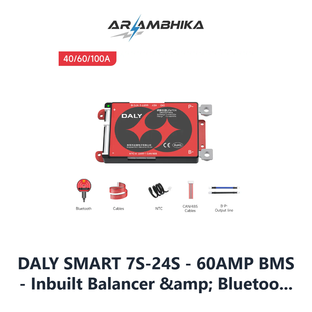 DALY SMART 7S-24S - 60AMP BMS - Inbuilt Balancer &amp; Bluetooth - 485+Can